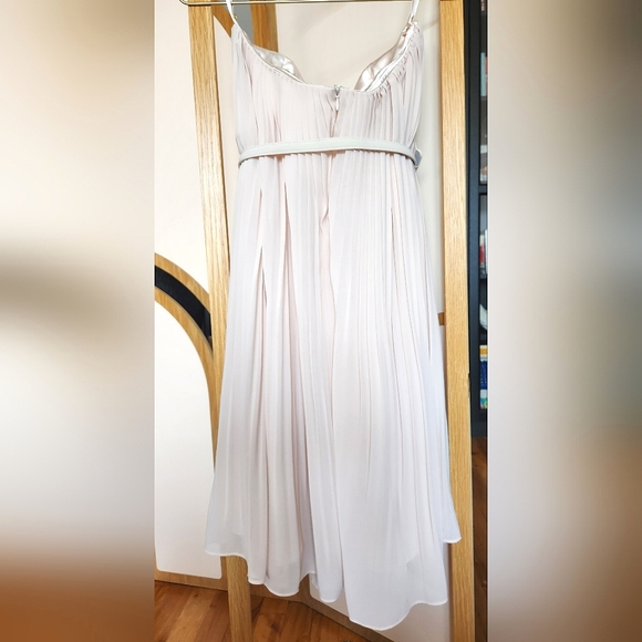 French Connection Strapless Trapeze Cut Light Pink Dress W/Pleats & Belt Size 6 - Picture 3 of 12